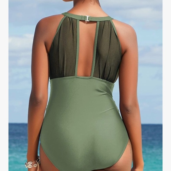 I2CRAZY Plus Size One-Piece Swimsuit – 2XL – Army Green - Picture 2 of 8